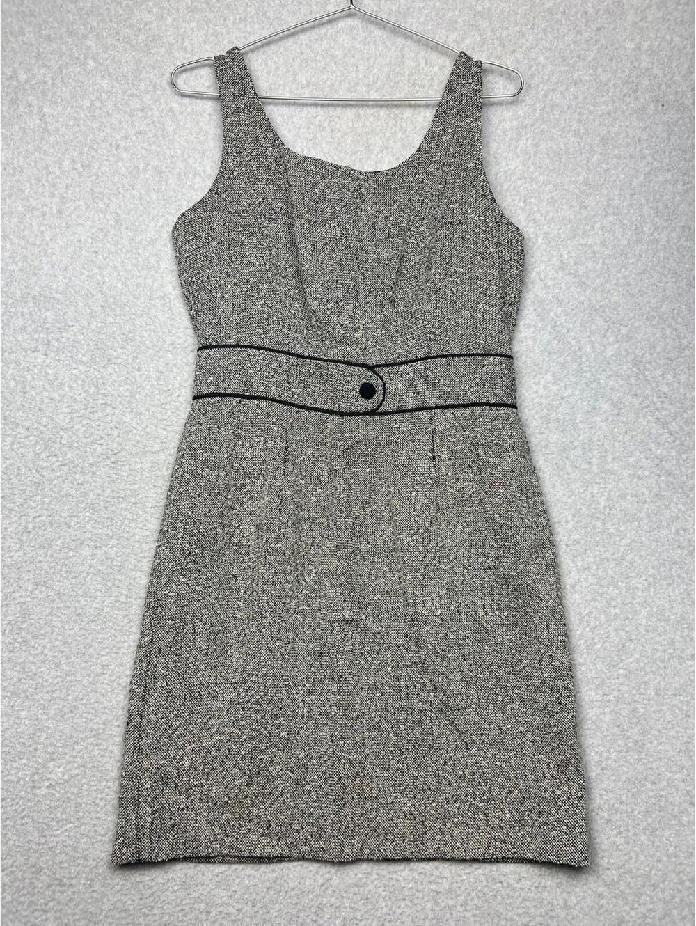 Vintage Ann Taylor Tweed High Waist Dress Womens 10 Gray 60S Office Work Preppy